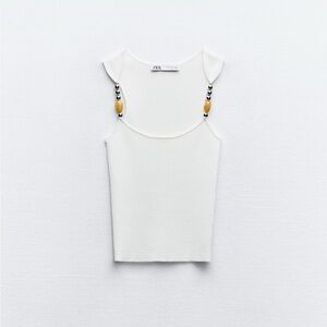 white Zara beaded tank size s